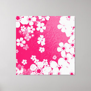 Kunstroze florale grijze achtergrond canvas afdruk