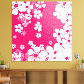 Kunstroze florale grijze achtergrond canvas afdruk (Insitu (Woonkamer))