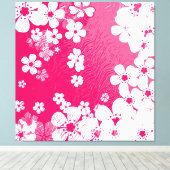 Kunstroze florale grijze achtergrond canvas afdruk (Insitu (Houten vloer))