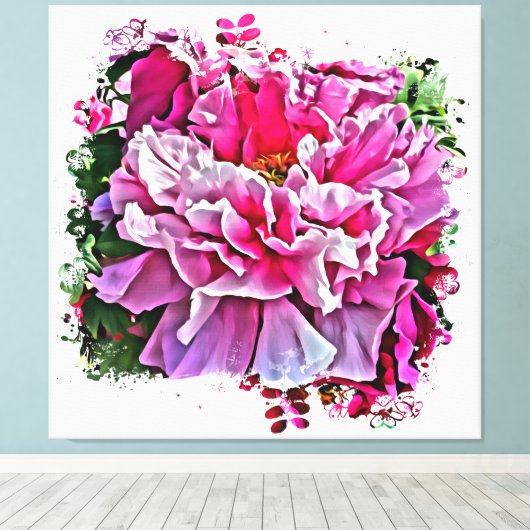 *~* Kunstroze pony schilderend artistiek AR1 Canvas Afdruk (Insitu (Houten vloer))