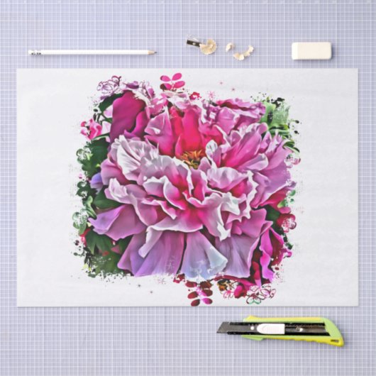 *~* Kunstroze pony schilderend artistiek AR1 Tissuepapier (Craft)