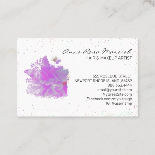 *~* Kunstroze pony Unieke tekenvlinder AR3 Visitekaartje (Achterkant)