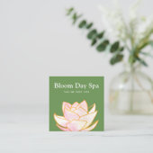 Kunstroze Waterverf Lotus Flower Floral Green Vierkante Visitekaartje (Staand voorkant)