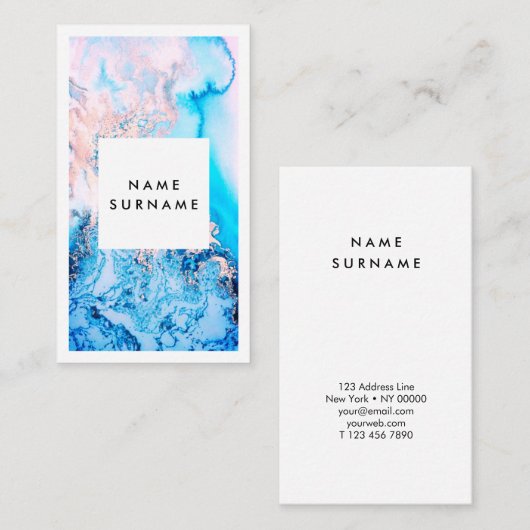 Kunstroze Waterverf Verticaal Visitekaartje (Voorkant / Achterkant)