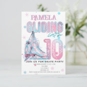 Kunstschaatsen 10e verjaardag Party uitnodiging (Staand voorkant)