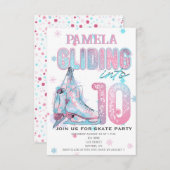 Kunstschaatsen 10e verjaardag Party uitnodiging (Voorkant / Achterkant)