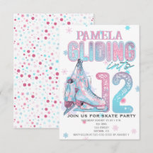 Kunstschaatsen 12e verjaardag Party uitnodiging