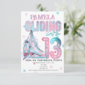 Kunstschaatsen 13e verjaardag Party uitnodiging (Staand voorkant)