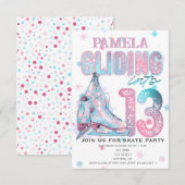 Kunstschaatsen 13e verjaardag Party uitnodiging (Voorkant / Achterkant)