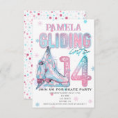 Kunstschaatsen 14e verjaardag Party uitnodiging (Voorkant / Achterkant)