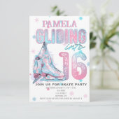 Kunstschaatsen 16e verjaardag Party uitnodiging (Staand voorkant)