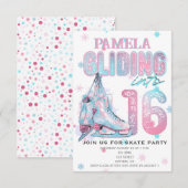 Kunstschaatsen 16e verjaardag Party uitnodiging (Voorkant / Achterkant)