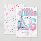 Kunstschaatsen 6e Verjaardagsfeestuitnodiging Kaart (Voorkant / Achterkant)