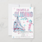 Kunstschaatsen 7e Verjaardagsfeestuitnodiging Kaart (Voorkant)