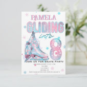 Kunstschaatsen 8e verjaardag Party uitnodiging (Staand voorkant)