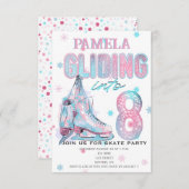 Kunstschaatsen 8e verjaardag Party uitnodiging (Voorkant / Achterkant)