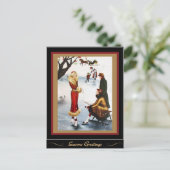 Kunstschaatsen Art Deco Kerst Dames Feestdagenkaart (Staand voorkant)