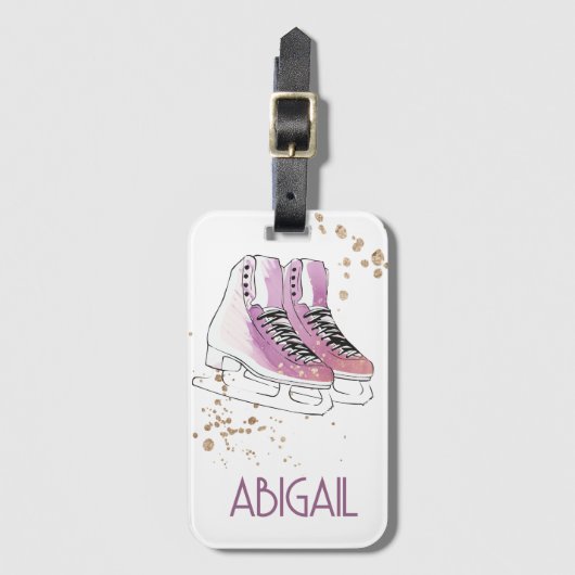 "Kunstschaatsen" gepersonaliseerd Bagagelabel (Voorkant (verticaal))