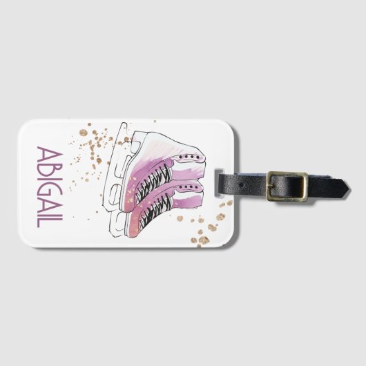 "Kunstschaatsen" gepersonaliseerd Bagagelabel (Voorkant (horizontaal))