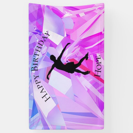 Kunstschaatsen Happy Birthday Banner (Verticaal)