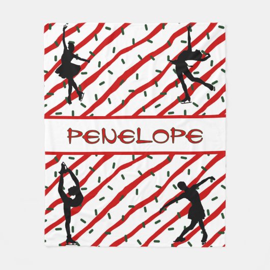 Kunstschaatsen Kerst Sprinkle Rood Wit Fleece Deken (Voorkant)