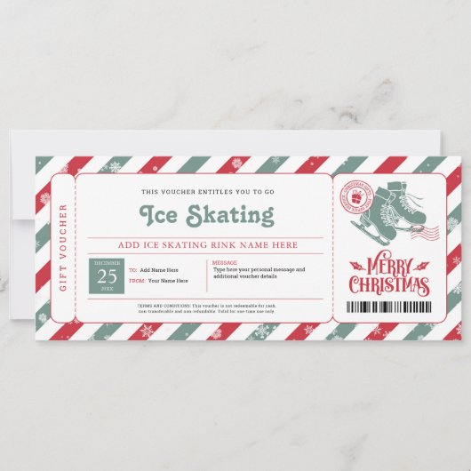 Kunstschaatsen Kerstcadeaubon Kaart (Voorkant)