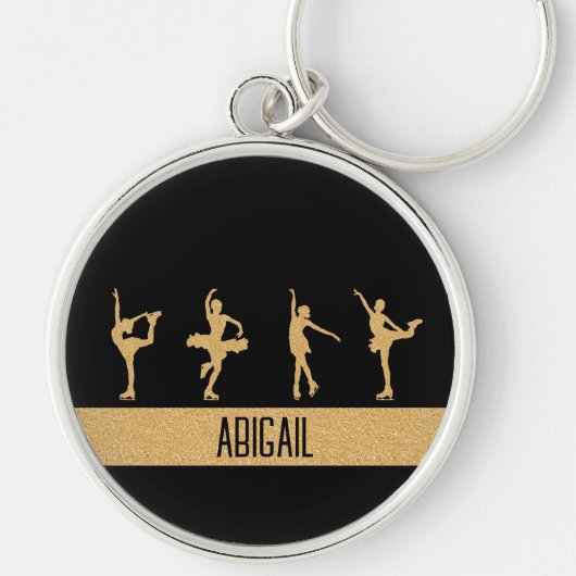 "Kunstschaatsen" meisjes goud Sleutelhanger (Voorkant)