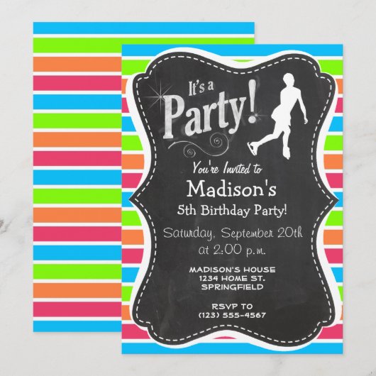 Kunstschaatsen; Retro Neon Rainbow Kaart (Voorkant / Achterkant)