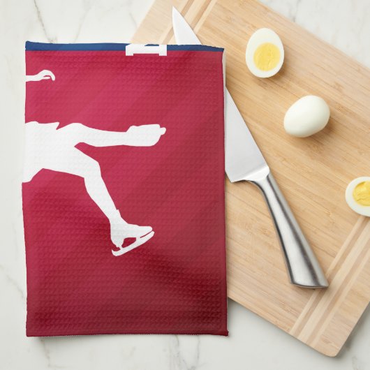 Kunstschaatsen; rood, wit en blauw theedoek (Quarter Fold)