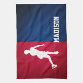 Kunstschaatsen; rood, wit en blauw theedoek (Verticaal)