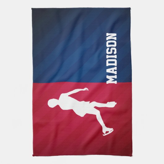 Kunstschaatsen; rood, wit en blauw theedoek (Verticaal)