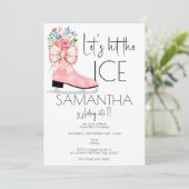 Kunstschaatsen Roze Bow Teen Tween Verjaardagsfees Kaart (Staand voorkant)