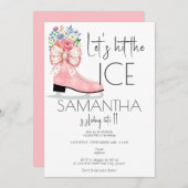 Kunstschaatsen Roze Bow Teen Tween Verjaardagsfees Kaart (Voorkant / Achterkant)