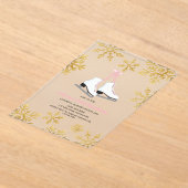 Kunstschaatsen Roze Gouden Sneeuwvlok Verjaardag Acryl Uitnodigingen (Laagn)