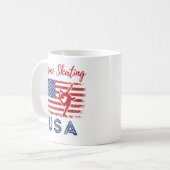 Kunstschaatsen USA Amerikaanse Vlag IJsschaatser Koffiemok (Voorkant links)