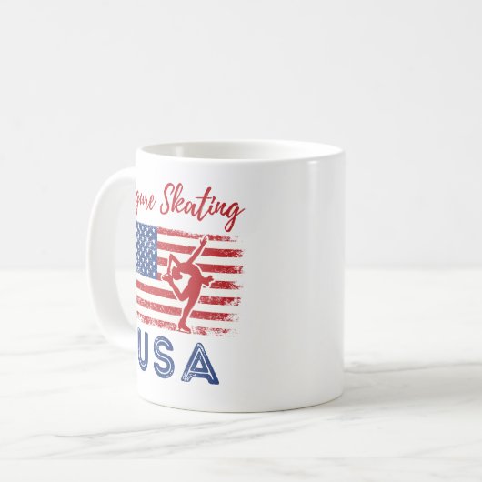 Kunstschaatsen USA Amerikaanse Vlag IJsschaatser Koffiemok (Voorkant links)