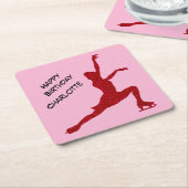 Kunstschaatsen Verjaardag Roze / Rood Kartonnen Onderzetters (Schuin)