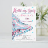 Kunstschaatsen Verjaardagsfeestuitnodiging Kaart (Staand voorkant)