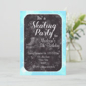 Kunstschaatsen verjaardagsuitnodiging kaart (Staand voorkant)