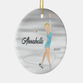 Kunstschaatser Blond in Aqua Keramisch Ornament (Rechts)