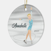 Kunstschaatser Blond in Aqua Keramisch Ornament (Links)