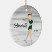 Kunstschaatser Burnette in het groen Keramisch Ornament (Rechts)