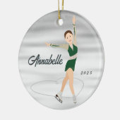 Kunstschaatser Burnette in het groen Keramisch Ornament (Links)