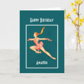 kunstschaatser in roze Happy Birthday Kaart (Gele Bloem)