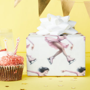 Kunstschaatser met roze Schaatsen Cadeaupapier
