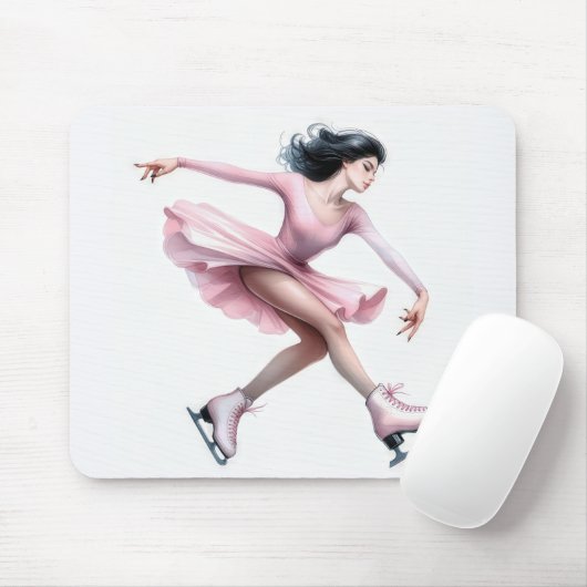 Kunstschaatser met roze Schaatsen Muismat (Met muis)