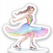 Kunstschaatser Sticker Kleurrijke Regenboog Gift (Voorkant)