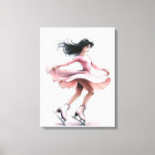 Kunstschaatsmeisje met roze Schaatsen Canvas Afdruk (Voorkant)