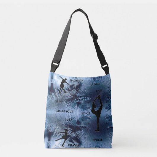 Kunstschaattypografie Frozen Crossbody Tas (Voorkant)