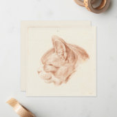  Kunstschets van een kat Notitiekaartje (Voorkant / Achterkant in situ)